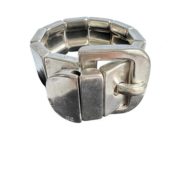 UNO de 50 Bracelet Sterling Silver Plated Belt Buckle Link Stretch Bracelet 6.75